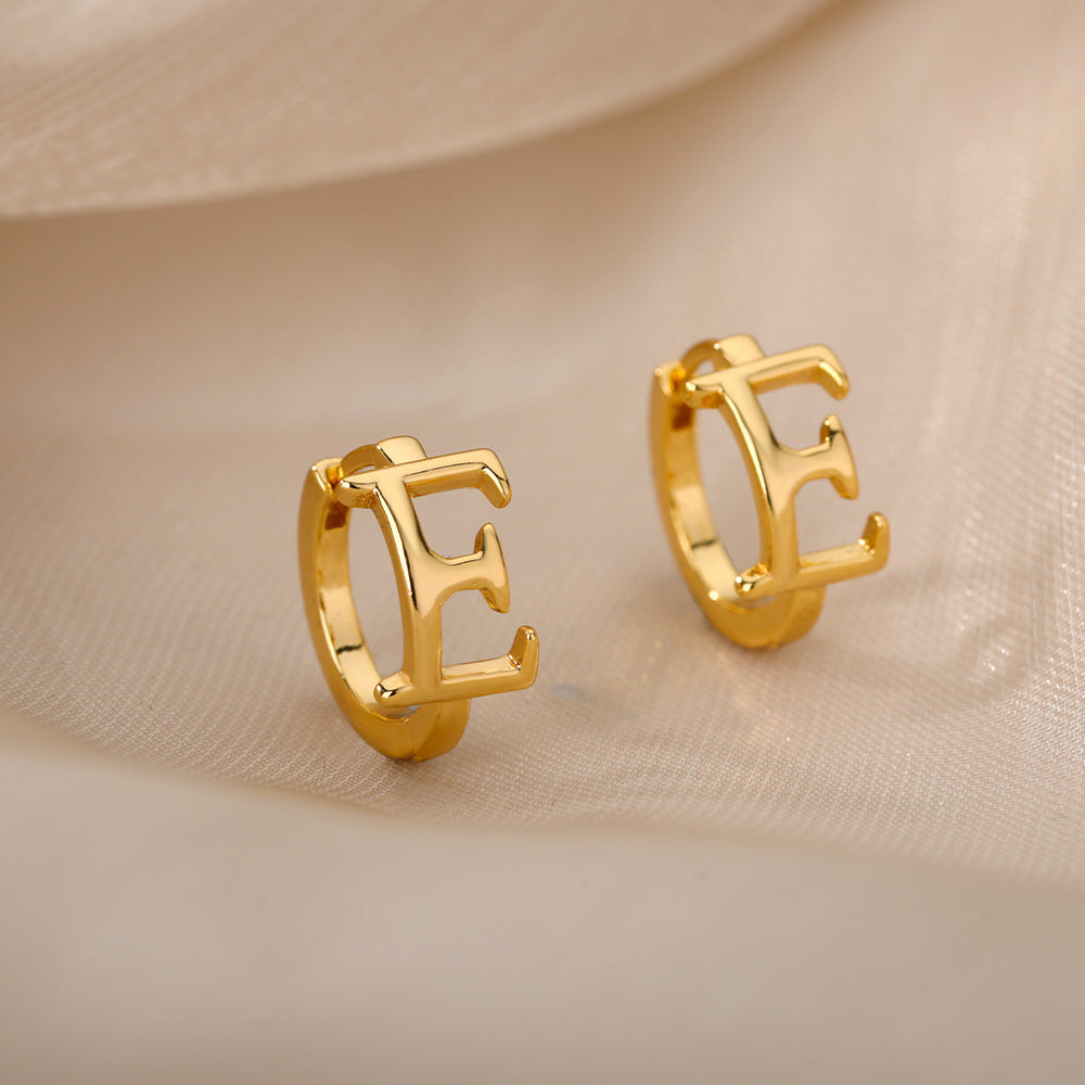 Women Stainless Steel Letter A-Z Piercing Earring Fashion Jewelry
