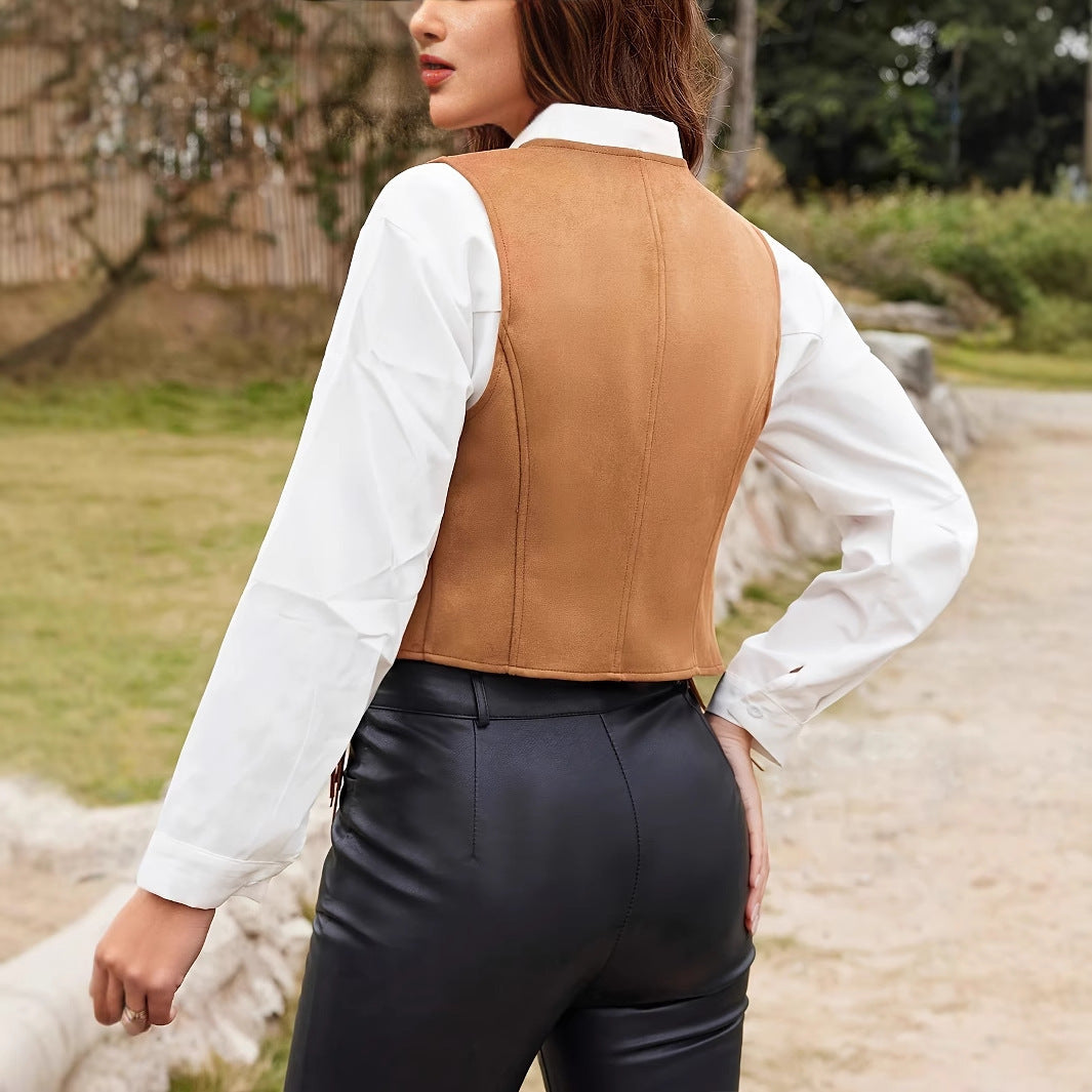 Women's Spring And Summer Denim Casual Vacation Fringe Vest Jacket