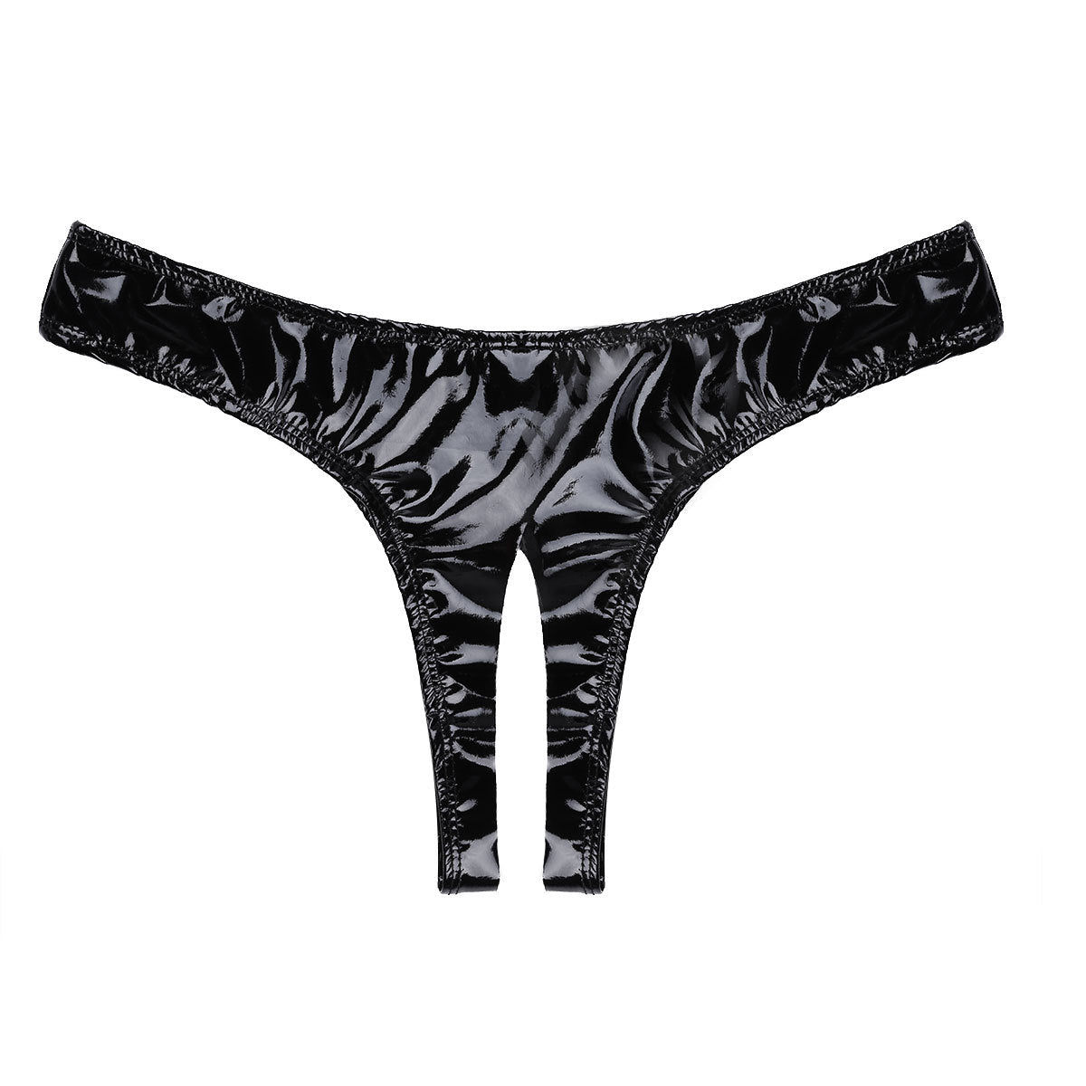 Cutout Bra  Panty Set Shiny Leather Plus Size