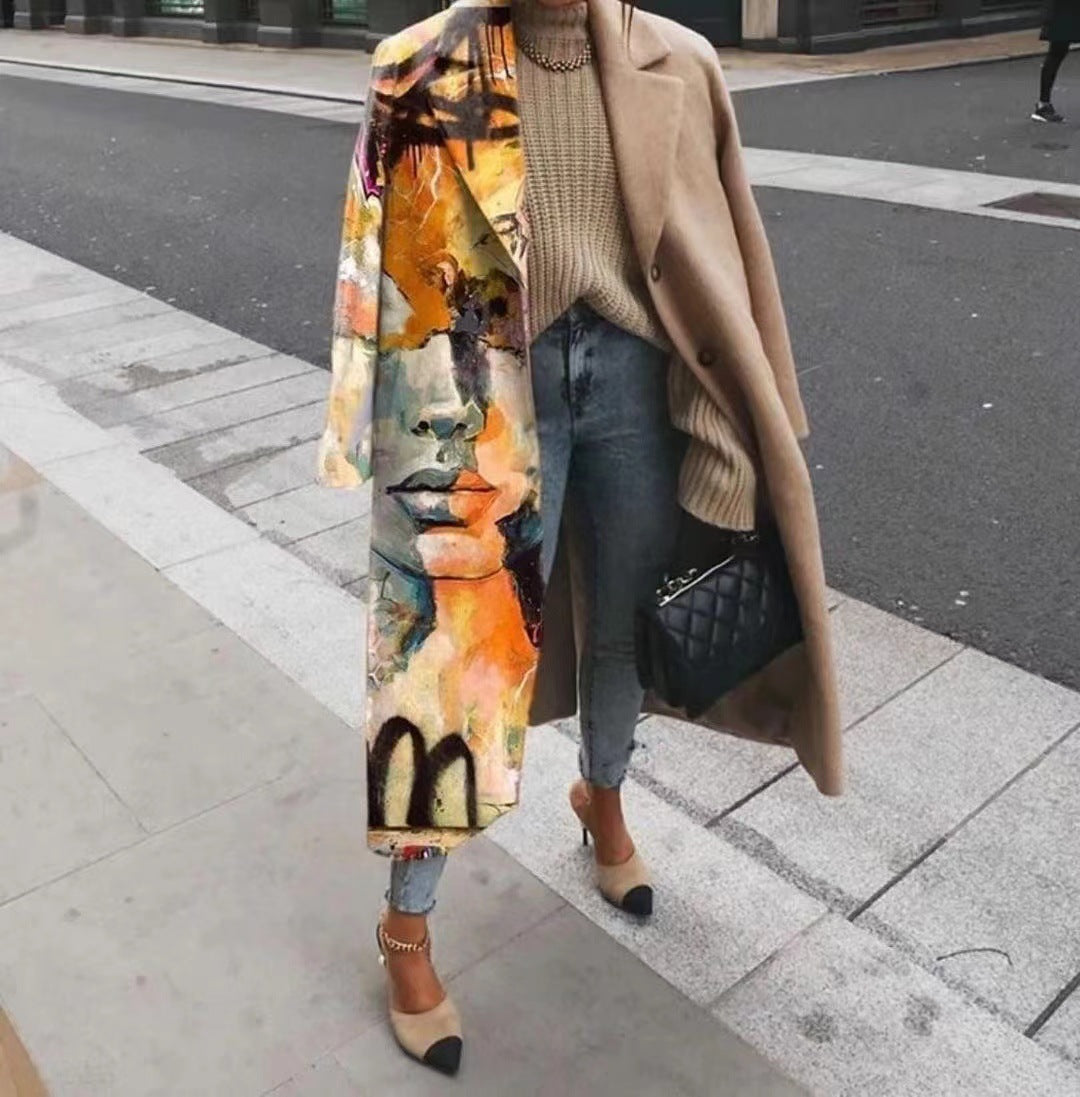 Women's Long Sleeve Turn-down Collar Coat Coat