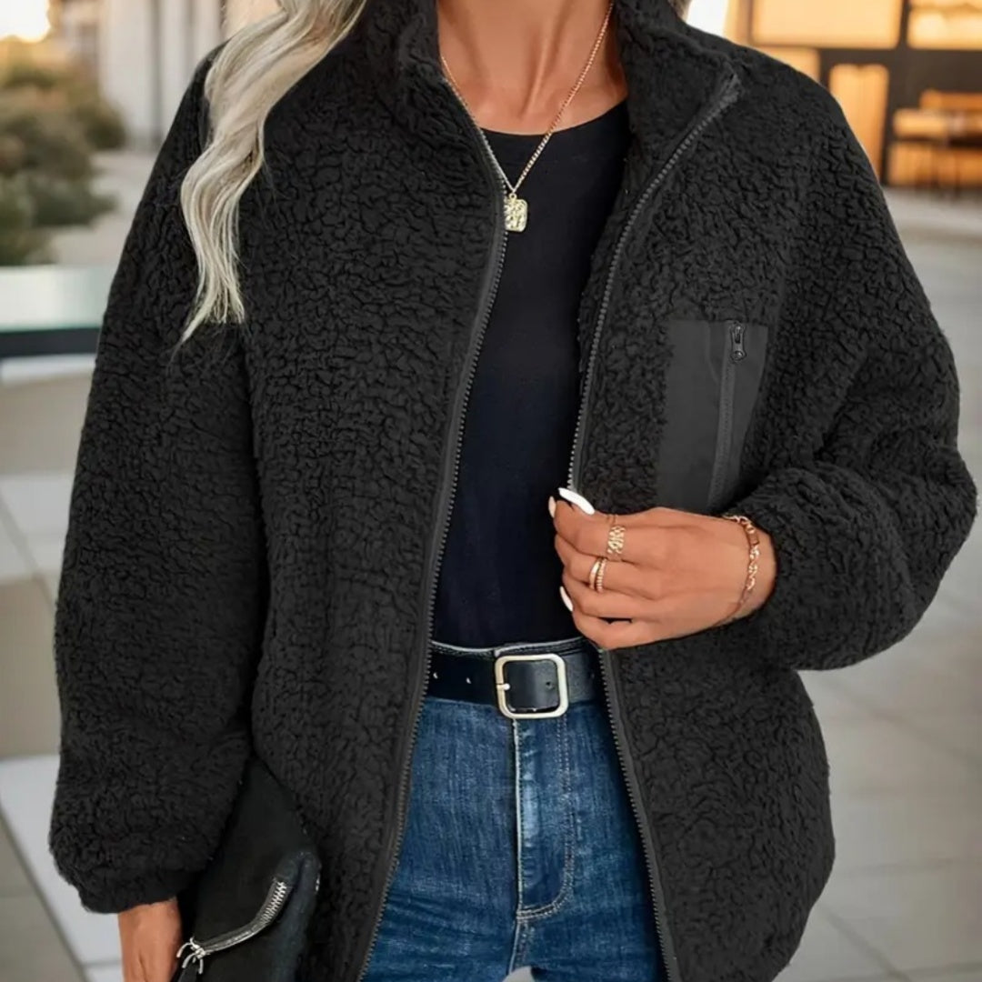 Women's Simple Fashion Zipper Drooping Shoulder Jacket