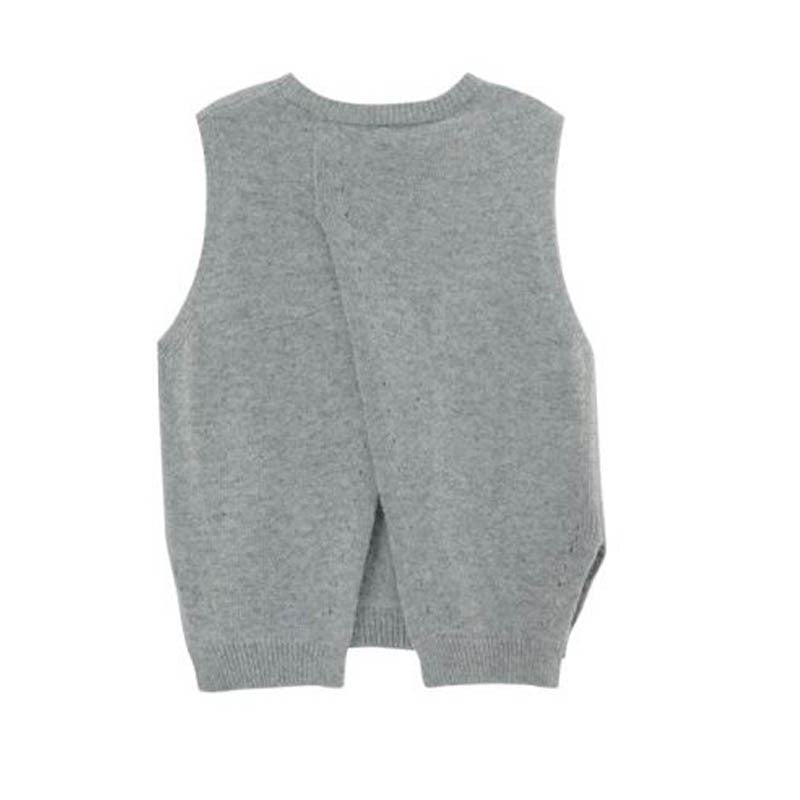 Knitted Women's Vests Korean Style Crew Neck Pullover Sweater