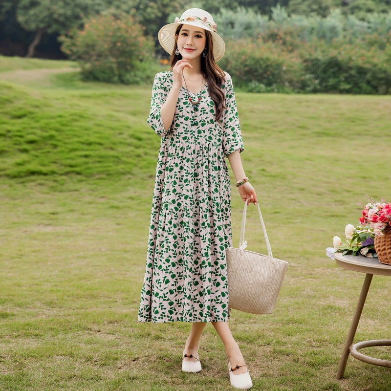 Summer New Noil Poplin Dress Stylish Thin High-end Casual Beach Skirt