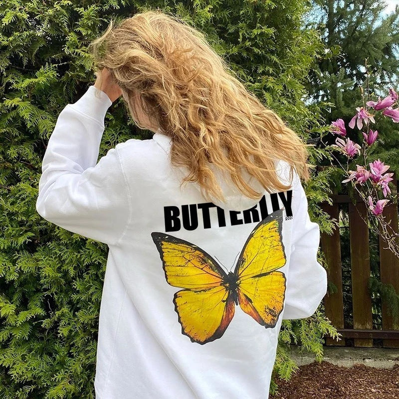 New Butterfly Pattern Hooded Sweater For Men And Women