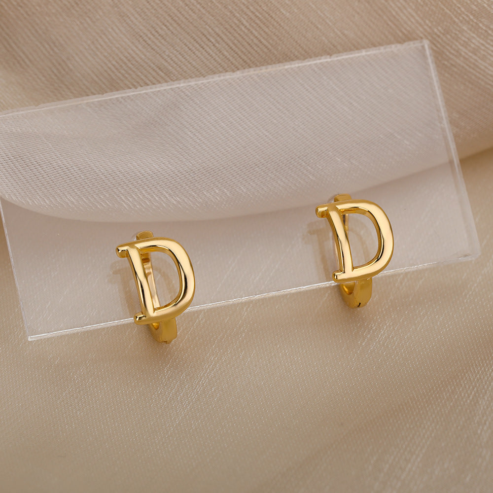 Women Stainless Steel Letter A-Z Piercing Earring Fashion Jewelry