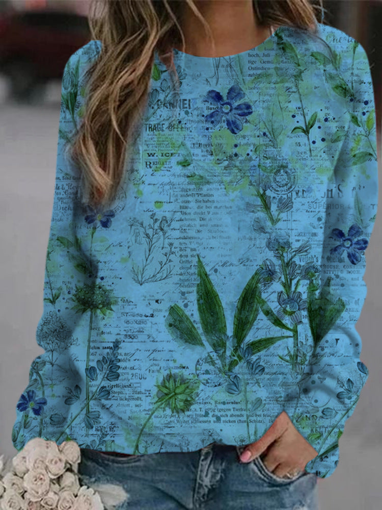 European and American autumn print long sleeve