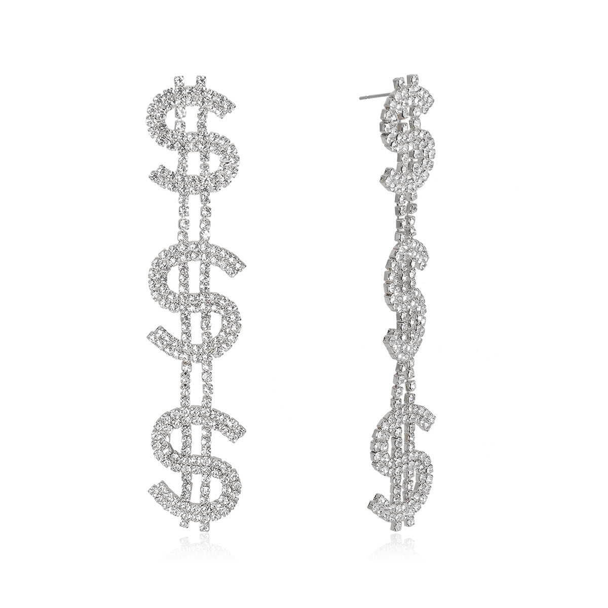 Personality Exaggerated Dollar Rhinestone Earrings Women Fashion Trend Alloy Jewelry