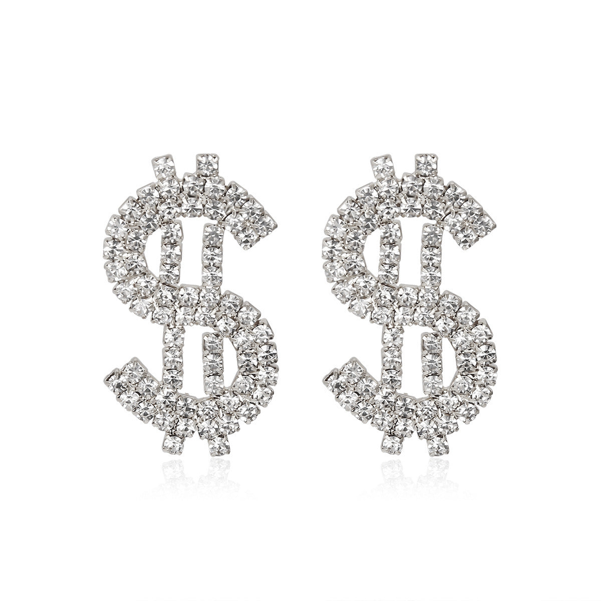 Personality Exaggerated Dollar Rhinestone Earrings Women Fashion Trend Alloy Jewelry
