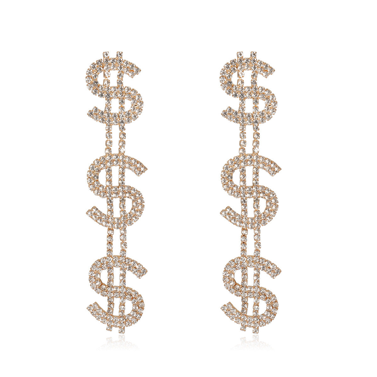 Personality Exaggerated Dollar Rhinestone Earrings Women Fashion Trend Alloy Jewelry