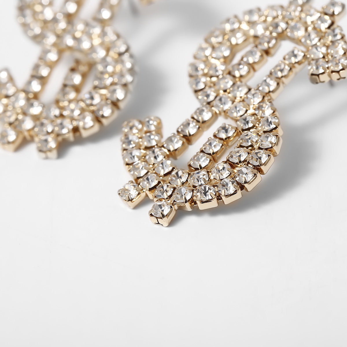 Personality Exaggerated Dollar Rhinestone Earrings Women Fashion Trend Alloy Jewelry