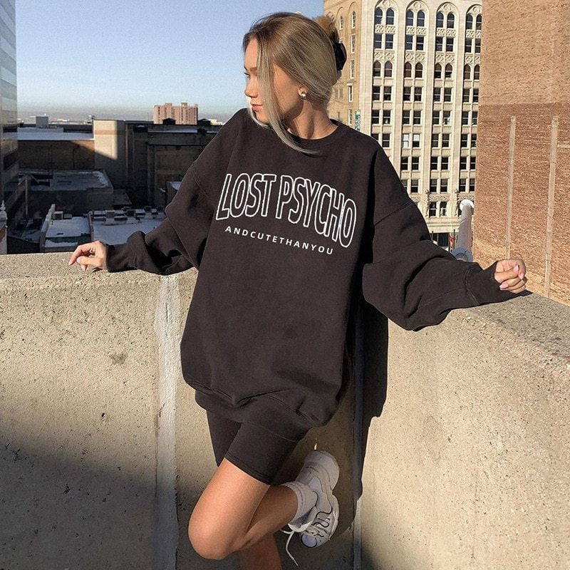 Long Sleeve Casual Sports Letter Printed Long Sweater