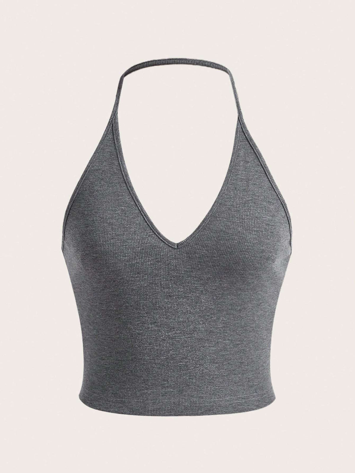 SHEIN EZwear Summer Solid Crop Halter Top