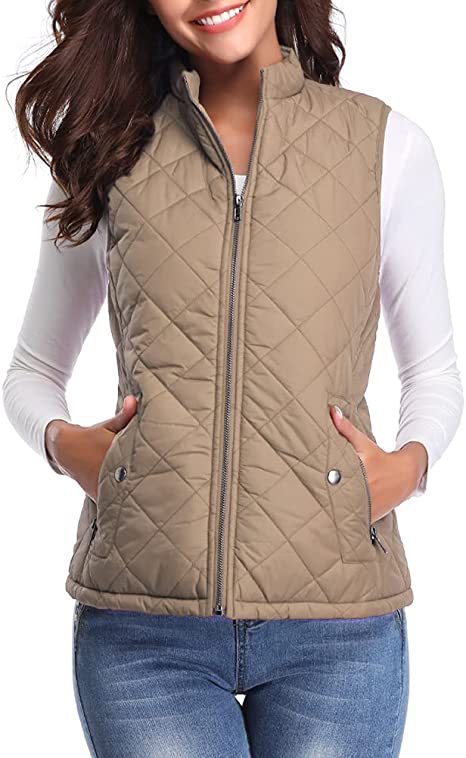Women's Cotton Vest Stand Collar Zipper Pocket Warm