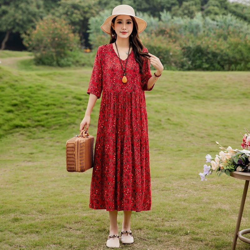 Summer New Noil Poplin Dress Stylish Thin High-end Casual Beach Skirt