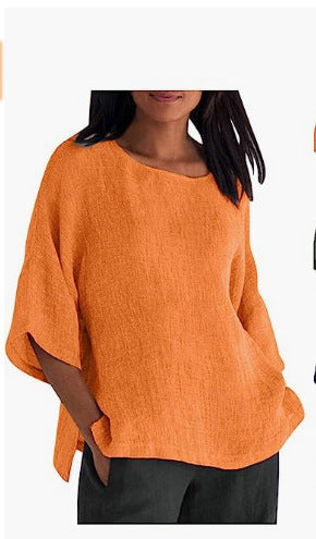 Women's 2025 Fashion Tops Three-quarters Length Sleeve Business Casual Blouses Summer Tees Shirts