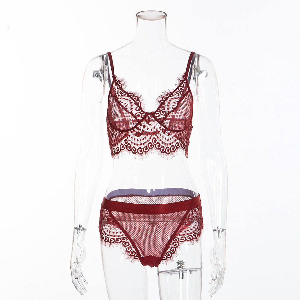Lace Eyelash Love Grid Panty Set