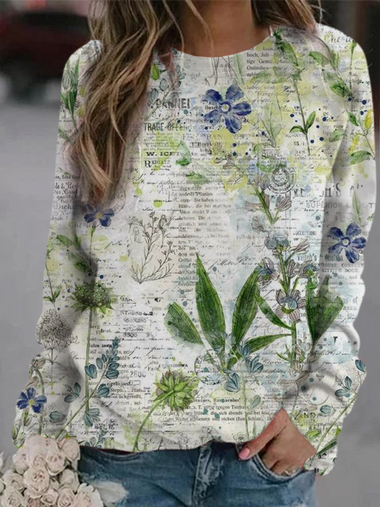European and American autumn print long sleeve