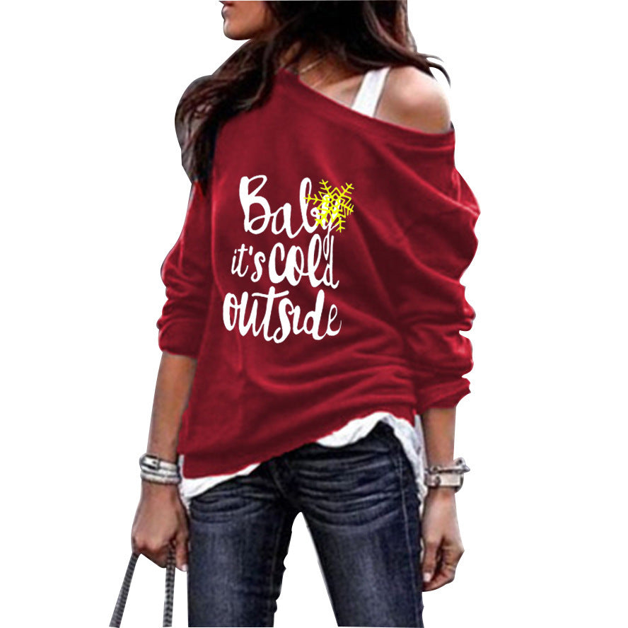 Hooded Snowflake Christmas Tree Print Top
