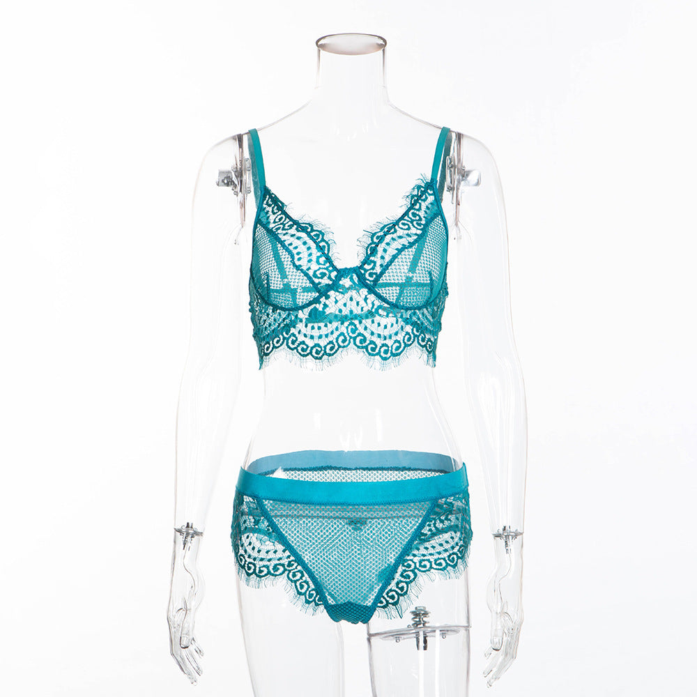 Lace Eyelash Love Grid Panty Set