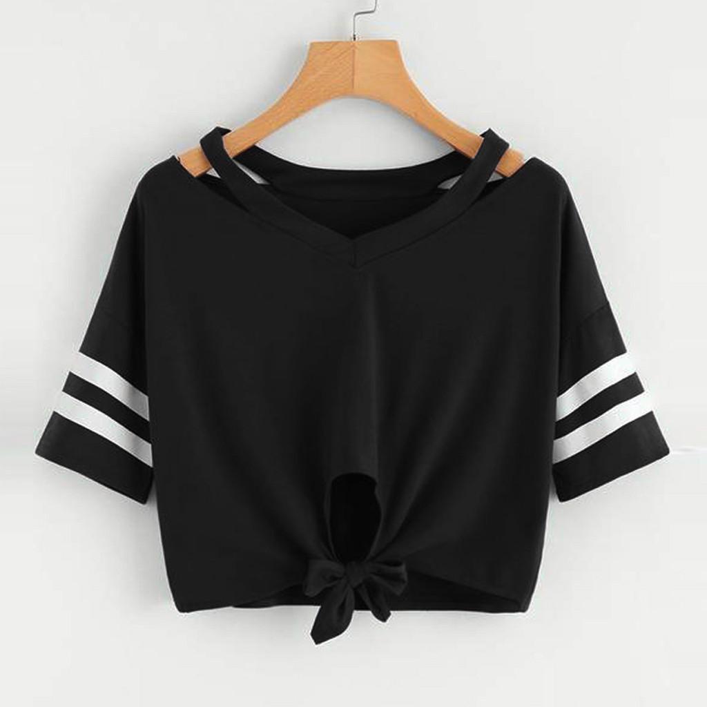 V-neck short sleeve T-shirt