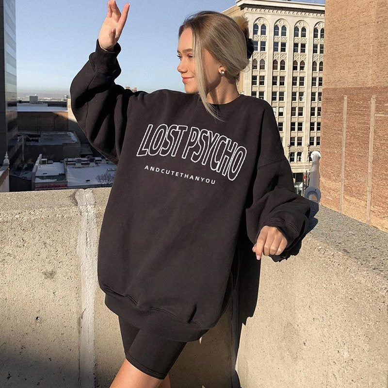 Long Sleeve Casual Sports Letter Printed Long Sweater