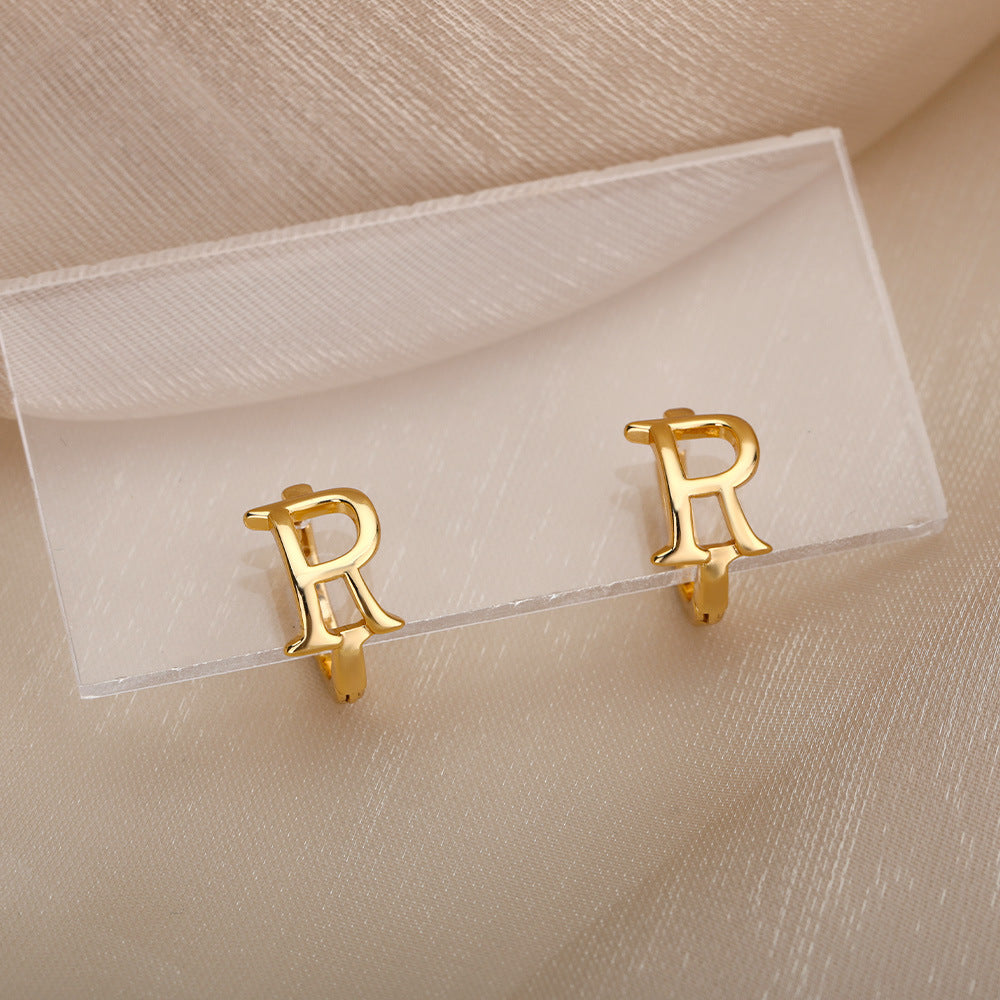 Women Stainless Steel Letter A-Z Piercing Earring Fashion Jewelry
