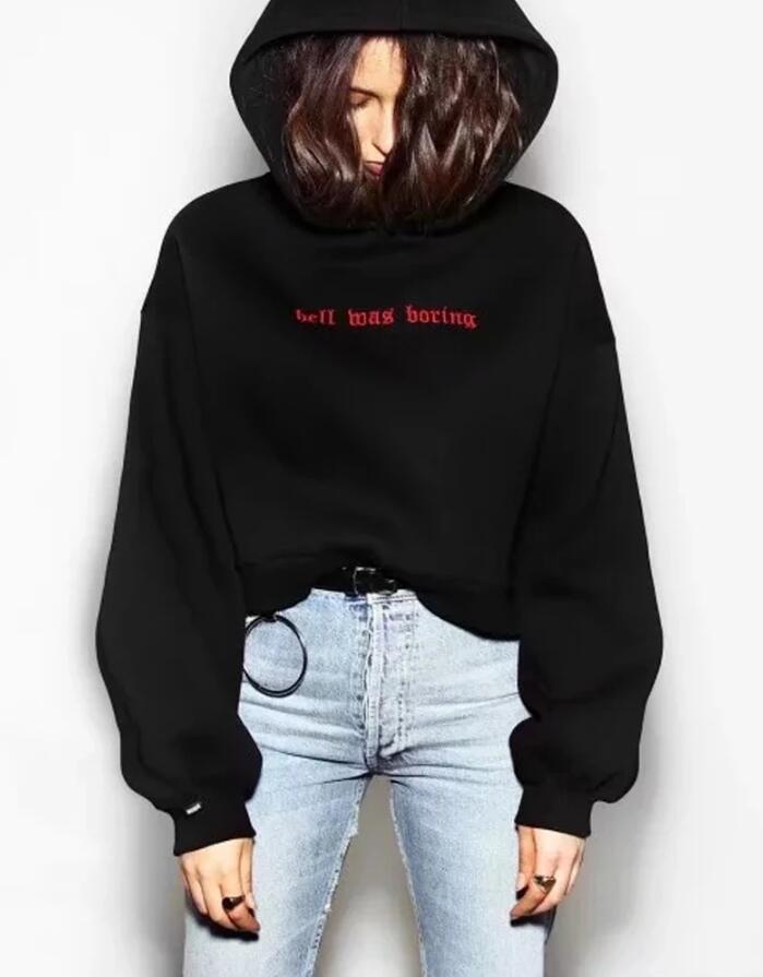 Street Casual Hooded Pocket Sweater With Red Letters Printed In Europe And America