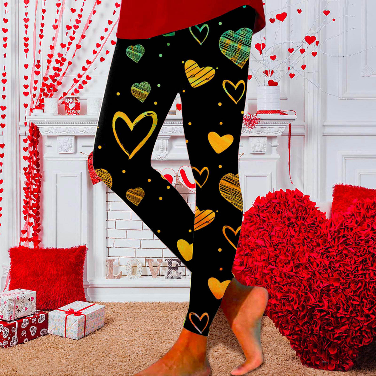 European And American New Personalized 3D Digital Printing Valentine's Day Series Yoga Pants