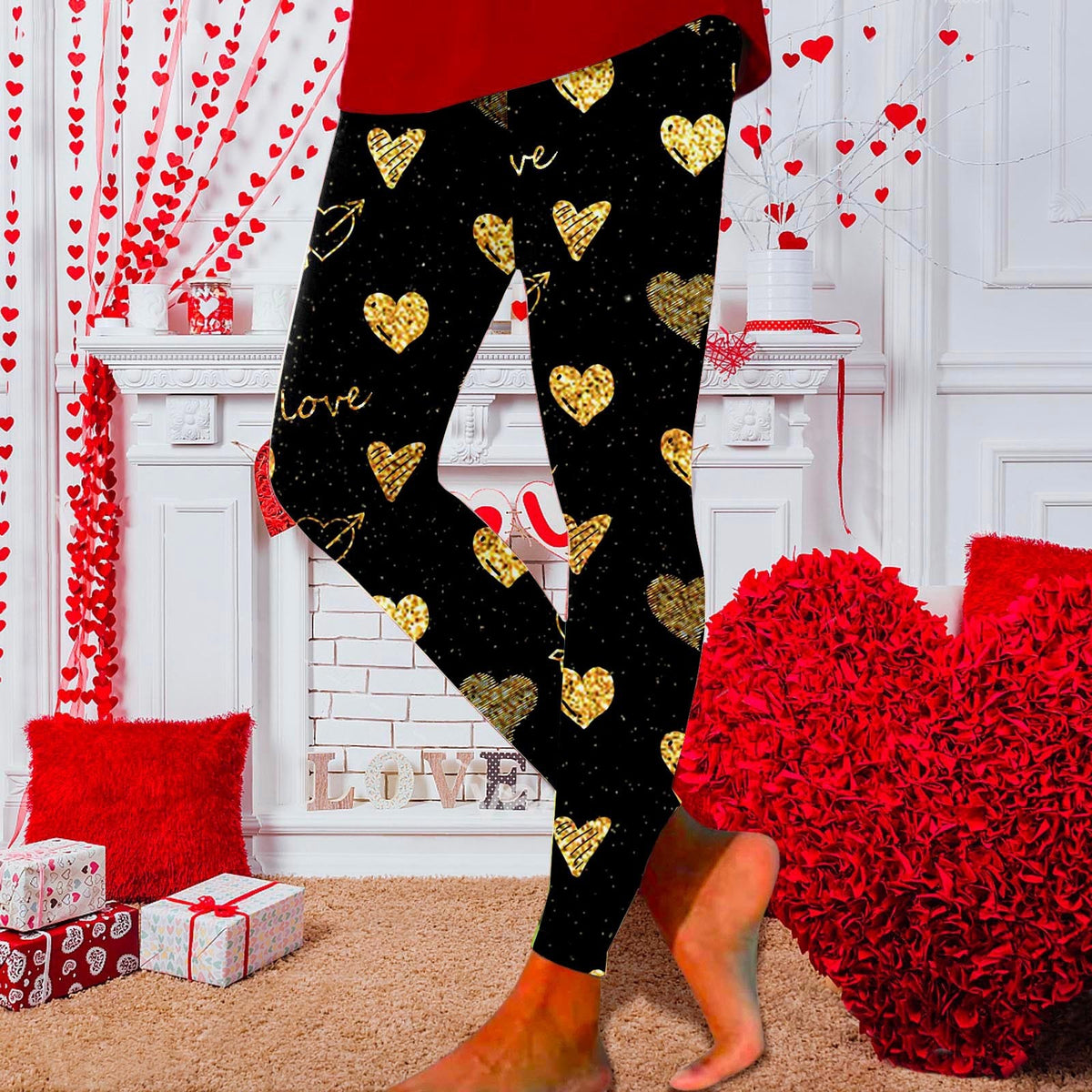 European And American New Personalized 3D Digital Printing Valentine's Day Series Yoga Pants