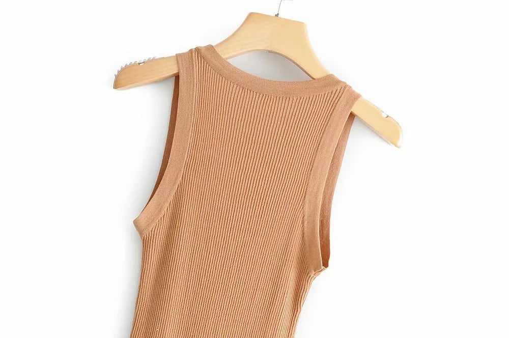 Women's Fitted V-neck Knitted Sleeveless Vest Top Sling