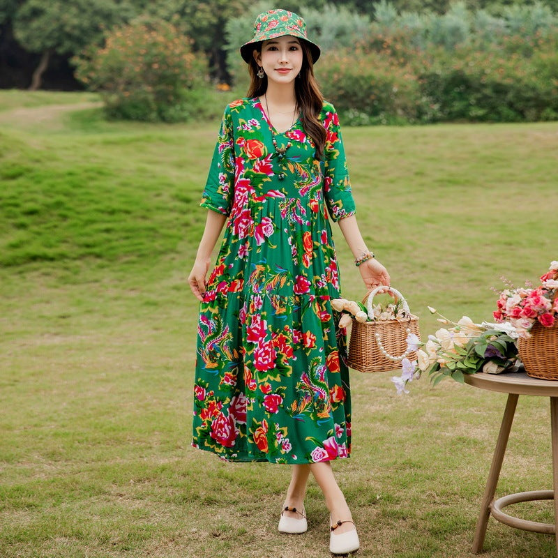 Summer New Noil Poplin Dress Stylish Thin High-end Casual Beach Skirt