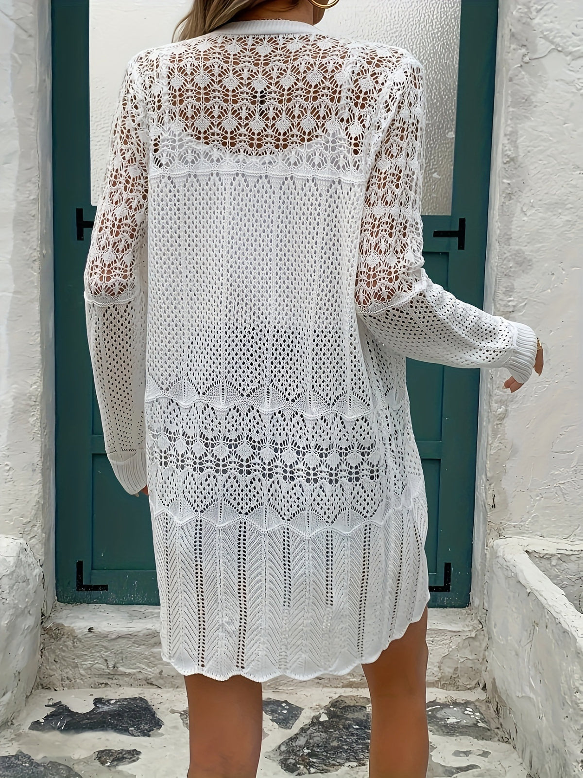 Hollow-out Long-sleeved Knitted Cardigan Sunscreen Indoor Warm Outside