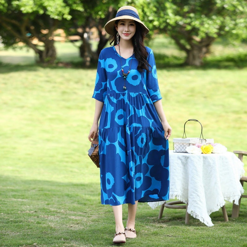 Summer New Noil Poplin Dress Stylish Thin High-end Casual Beach Skirt