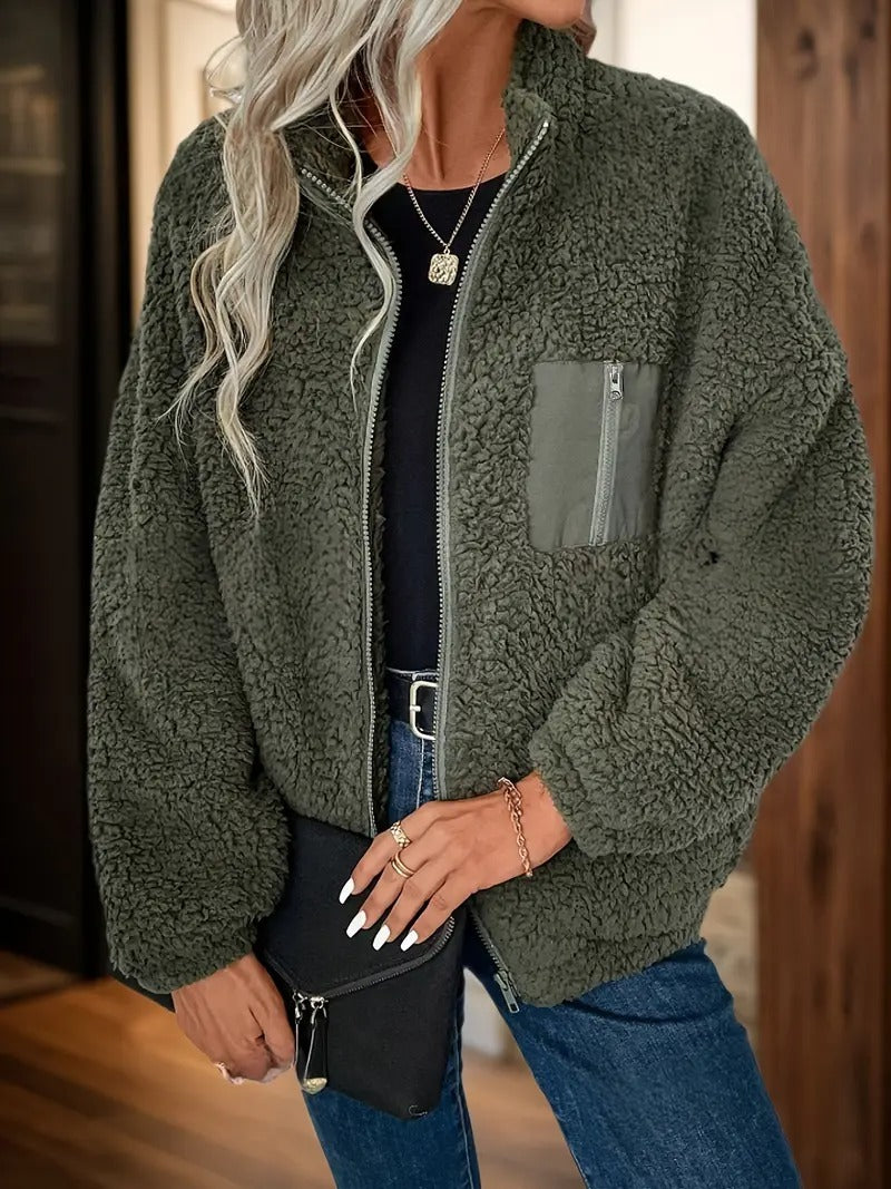 Women's Simple Fashion Zipper Drooping Shoulder Jacket