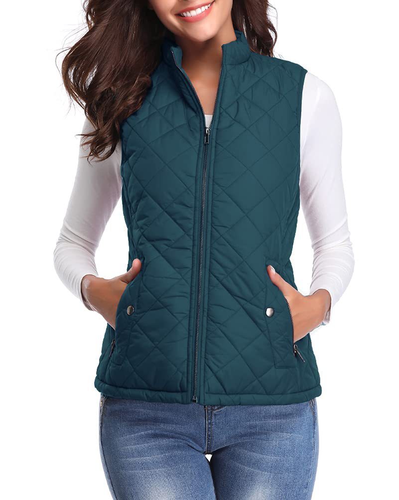 Women's Cotton Vest Stand Collar Zipper Pocket Warm