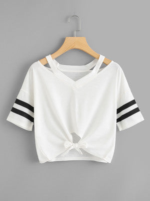 V-neck short sleeve T-shirt