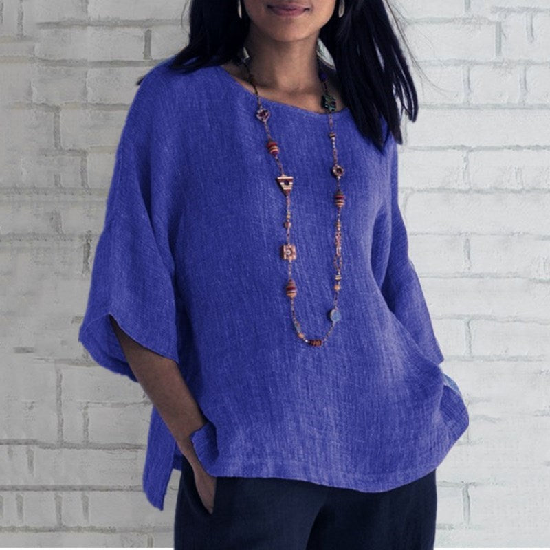 Women's 2025 Fashion Tops Three-quarters Length Sleeve Business Casual Blouses Summer Tees Shirts