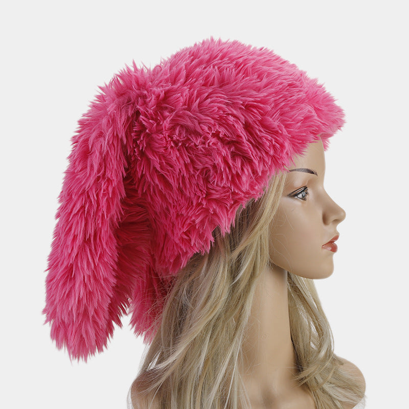 Colorful Plush Rabbit Ears Cute Funny Ushanka