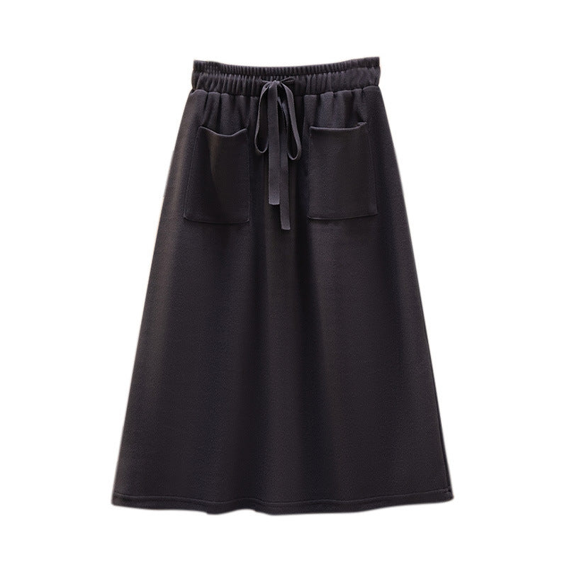 Elastic Waist Loose Slimming Autumn And Winter New Plus Size Women's Skirt