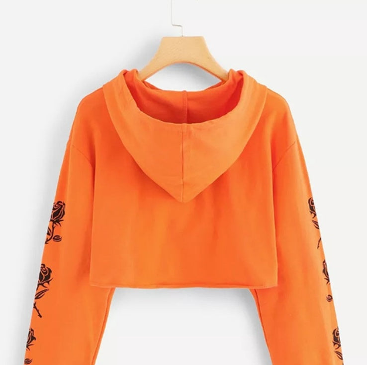 Letter rose print short casual sweater