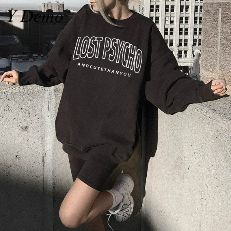 Long Sleeve Casual Sports Letter Printed Long Sweater