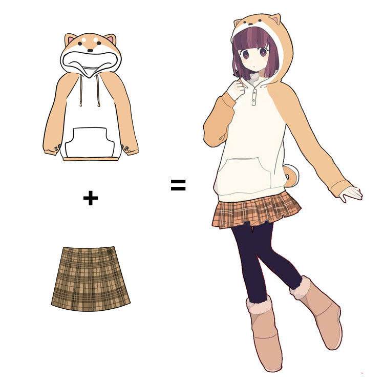 Shiba Inu theme hooded jacket anime sweater