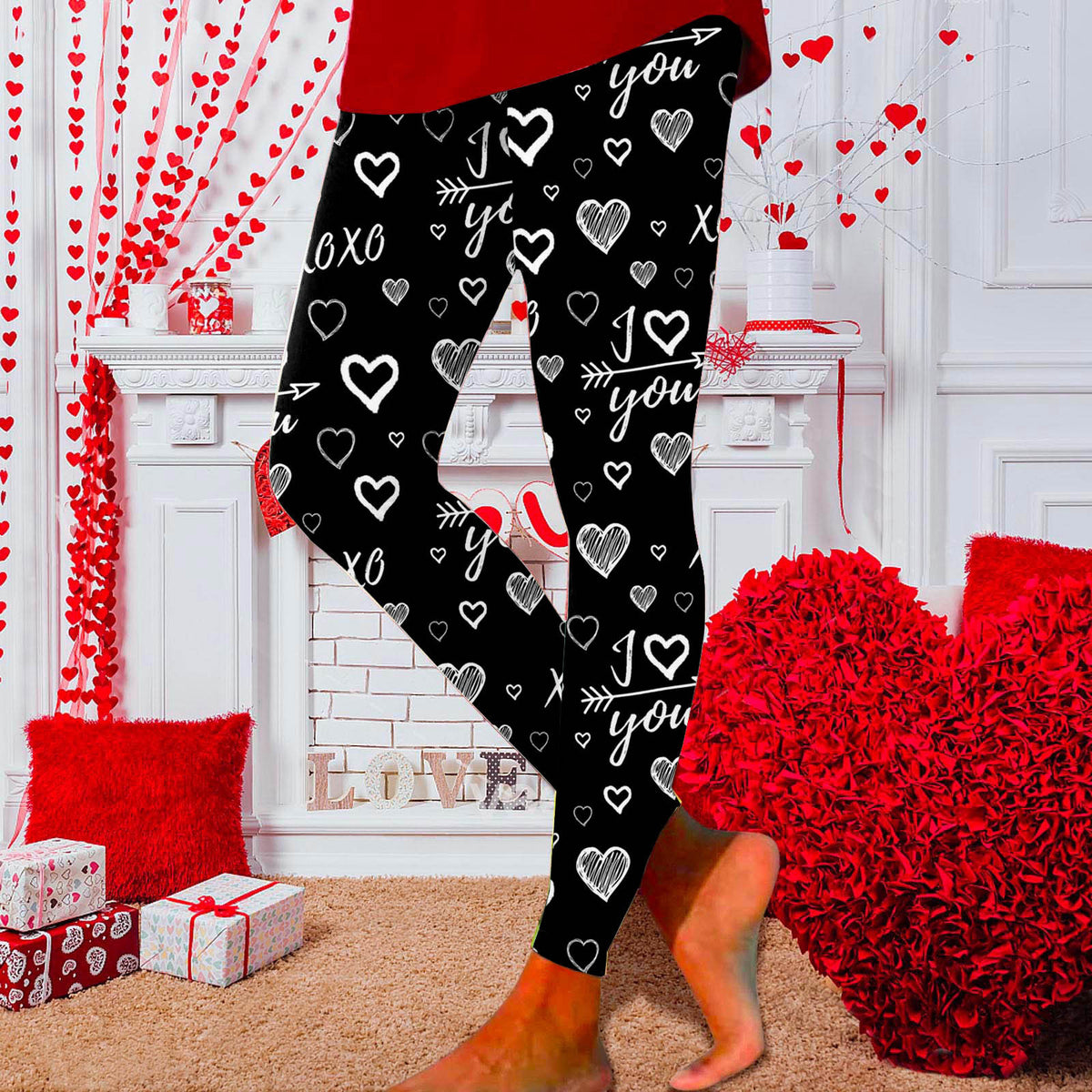 European And American New Personalized 3D Digital Printing Valentine's Day Series Yoga Pants