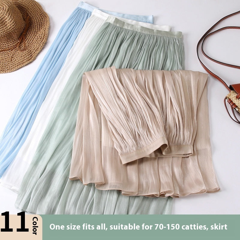 Slim Slimming Mid-length Elegant Pendant Summer Elastic Skirt