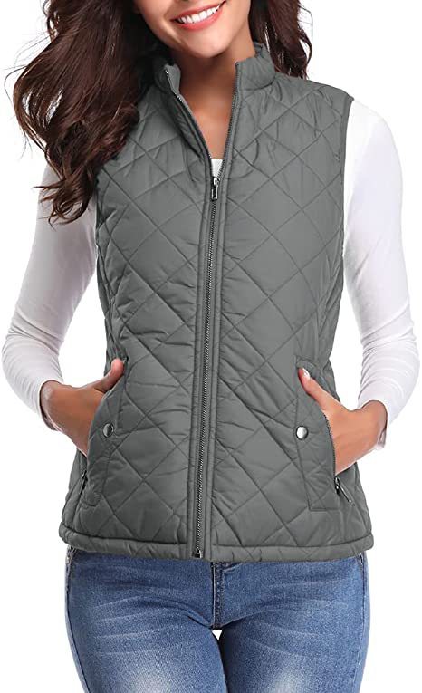 Women's Cotton Vest Stand Collar Zipper Pocket Warm
