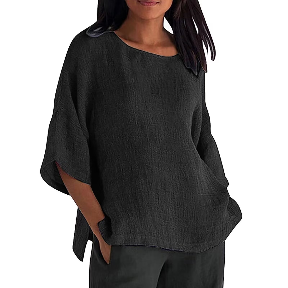 Women's 2025 Fashion Tops Three-quarters Length Sleeve Business Casual Blouses Summer Tees Shirts
