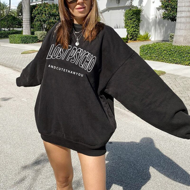 Long Sleeve Casual Sports Letter Printed Long Sweater