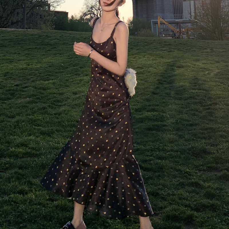 Romantic Atmosphere Fragmented Flower Strap Dress Girl