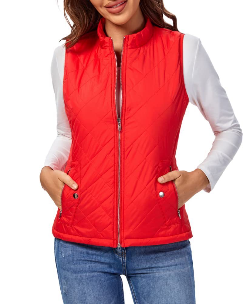 Women's Cotton Vest Stand Collar Zipper Pocket Warm