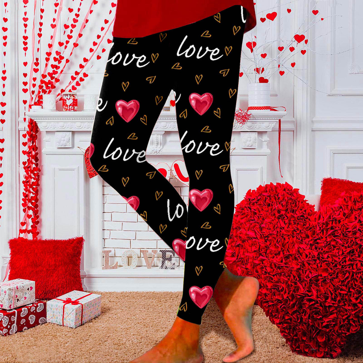 European And American New Personalized 3D Digital Printing Valentine's Day Series Yoga Pants